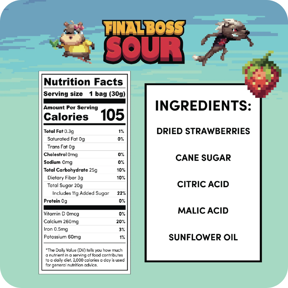 Final Boss Sour® Strawberries (Lvl 2), 1.06 oz.